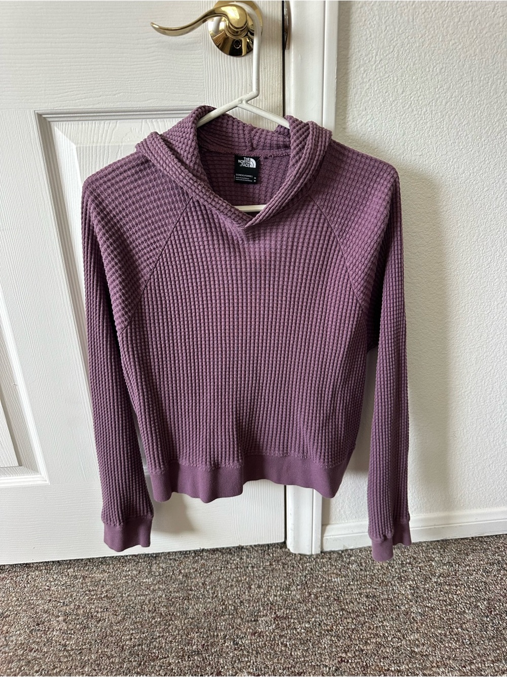 The North Face Mauve Waffle-Knit Hoodie Sweater